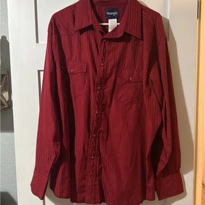 Wrangler Red Pearl Snap Button Down